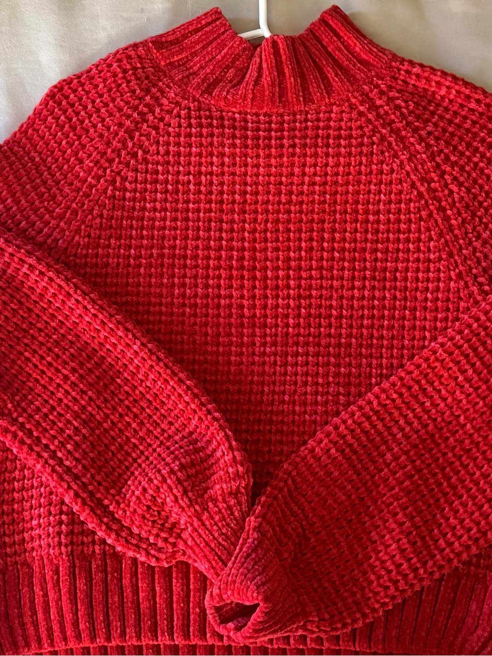 H&M Red Waffle Knit Turtleneck Sweater